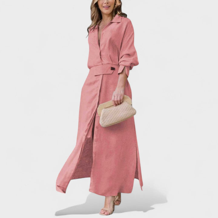 Gordana - Elegantna duga haljina s V-izrezom