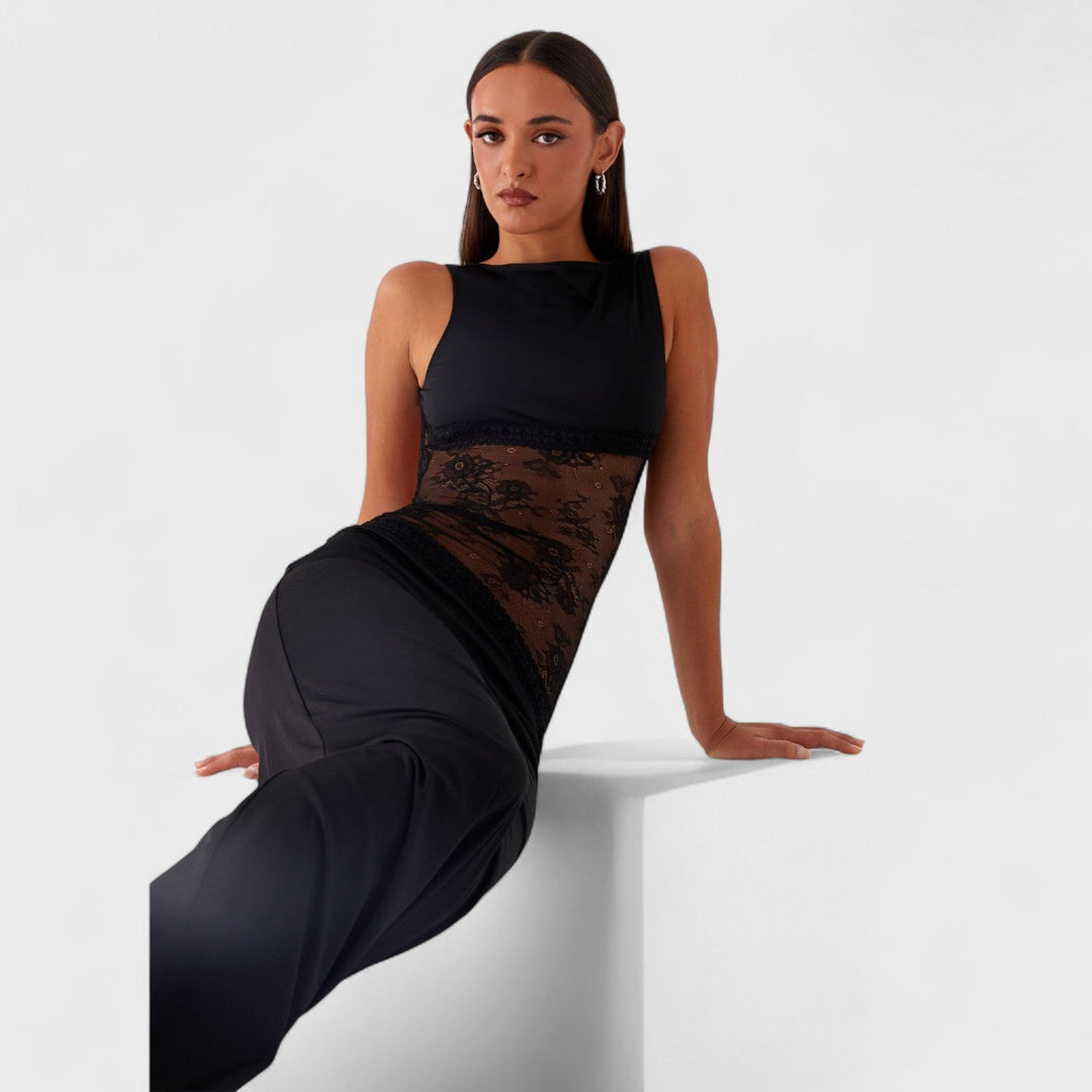 Lucinda - Duga haljina od crne čipke