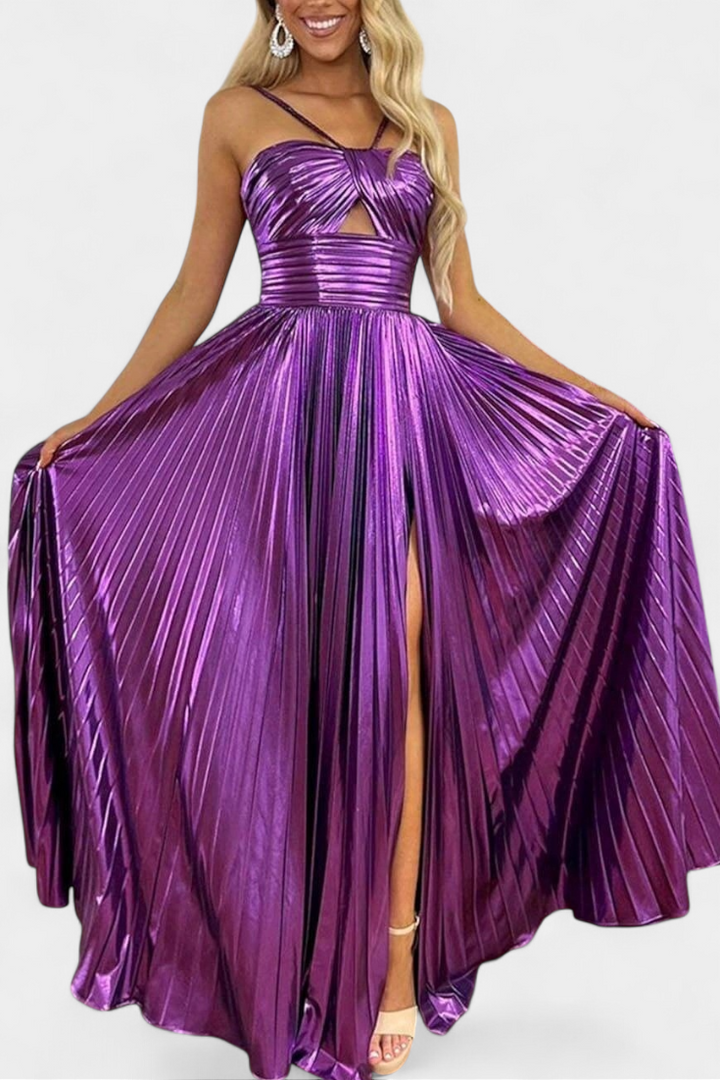 Branimira Maxi Haljina Metalik s Preklopom i Raskorakom