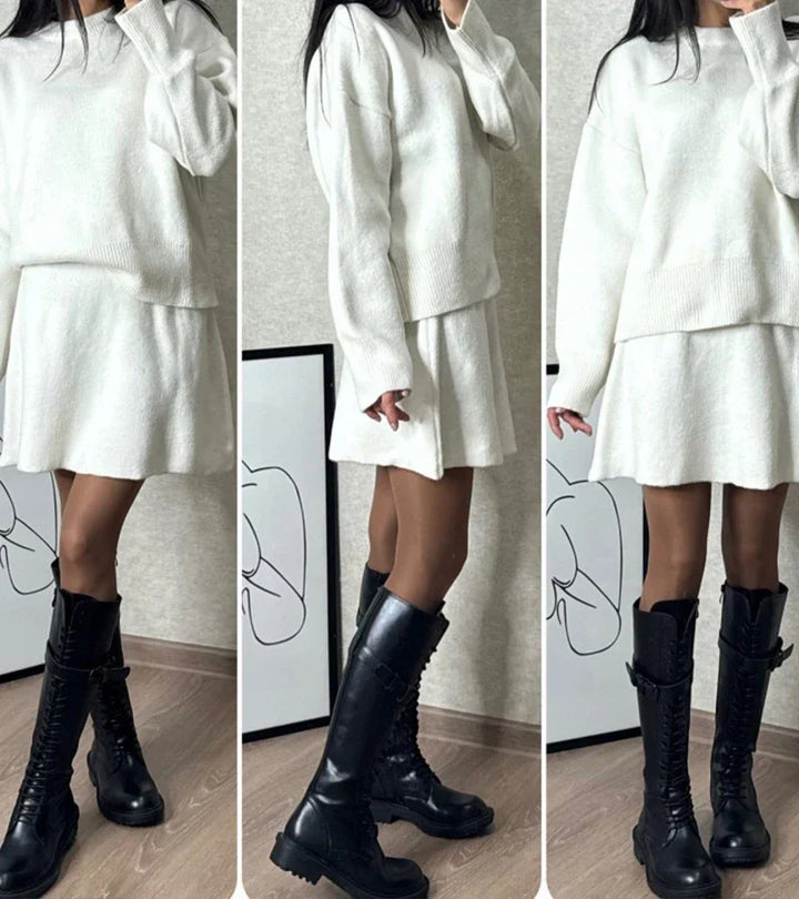 Velara - Pleteni Set - Oversize Pulover + Minica