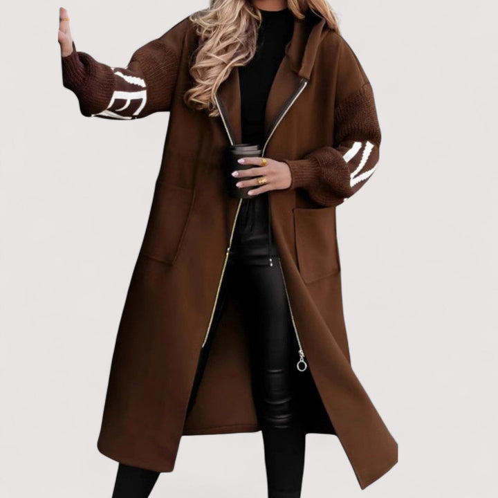 Maris | Ženska jakna s pletenim rukavima i kapuljačom