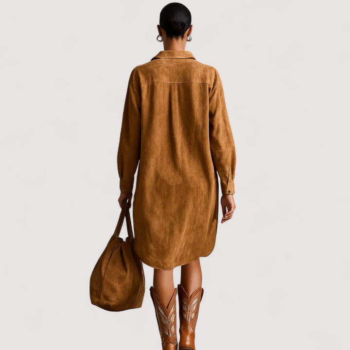 Isola | Opuštena midi haljina s ovratnikom na V-izrez i dugim rukavima s printom