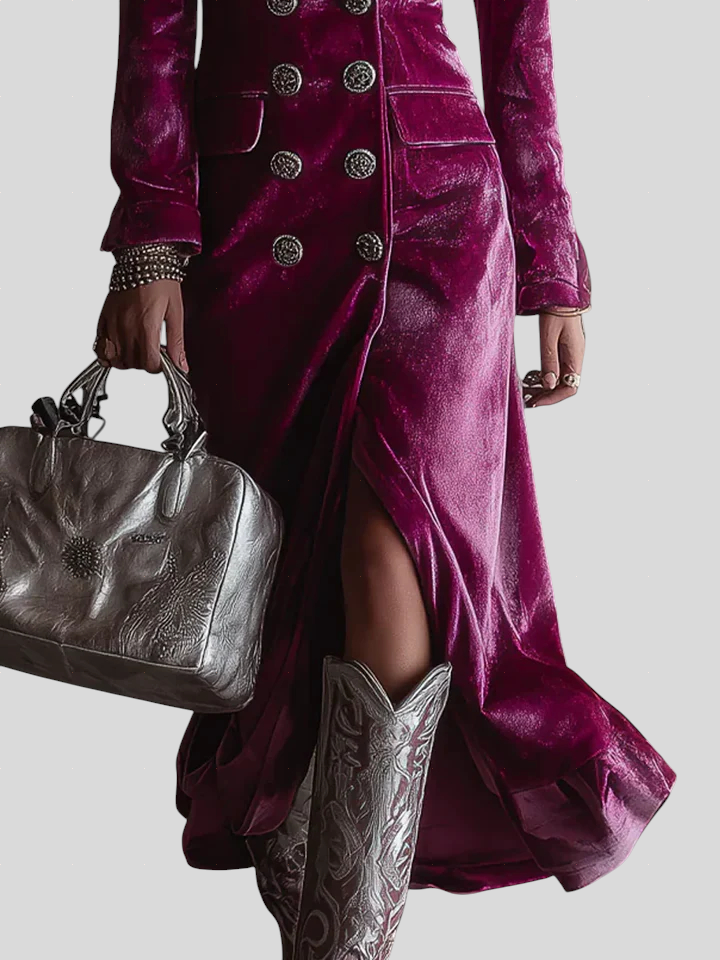 Vera - Duga Baršunasta Blazer Haljina