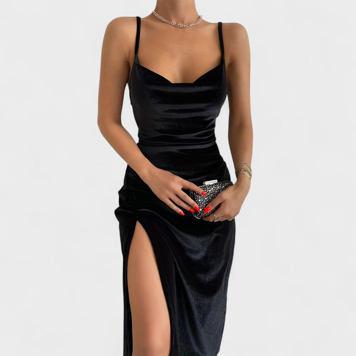 Gabriela - Haljina od baršuna s bočnim prorezom