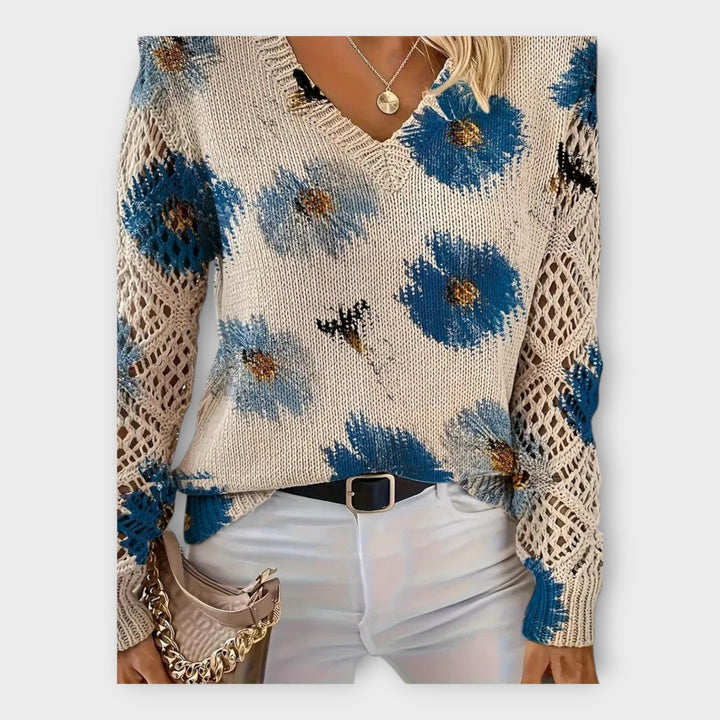 Pleteni Pulover s Čipkastim Detaljima