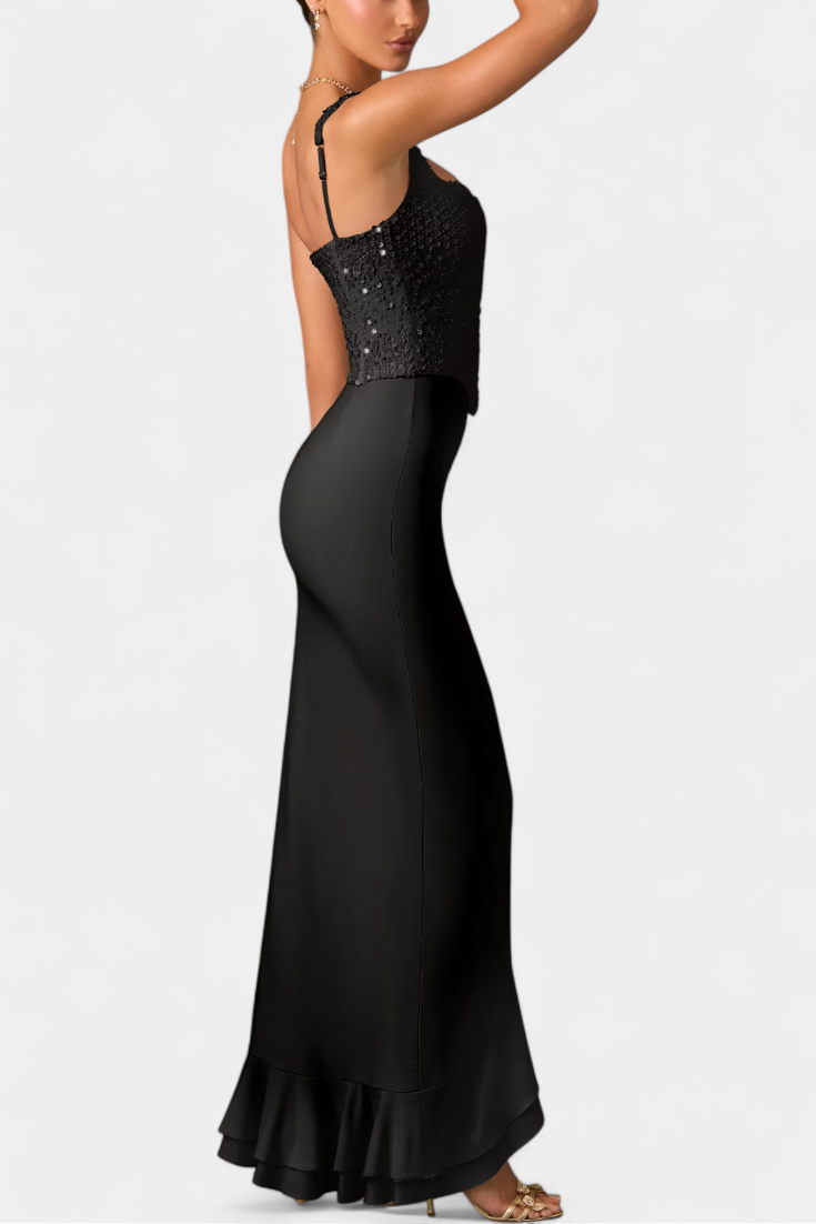 Filipa Midi Haljina s Korsetom i Asimetričnim Volanima