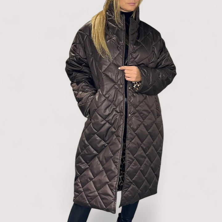 Ofira | Reverzibilni prošiveni kaput s podstavom leoparda